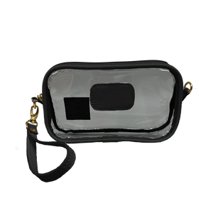 Clear Wristlet - Black Leather