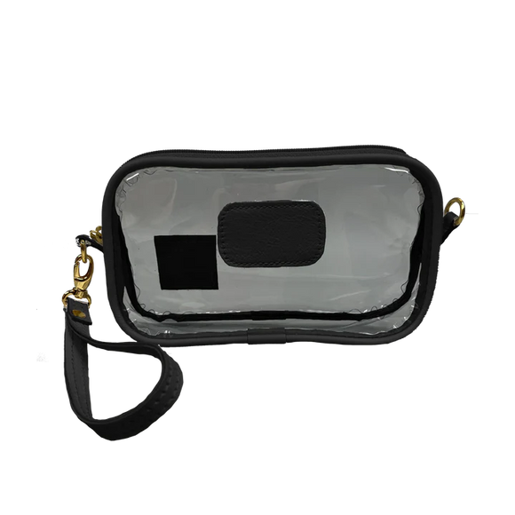 Clear Wristlet - Black Leather