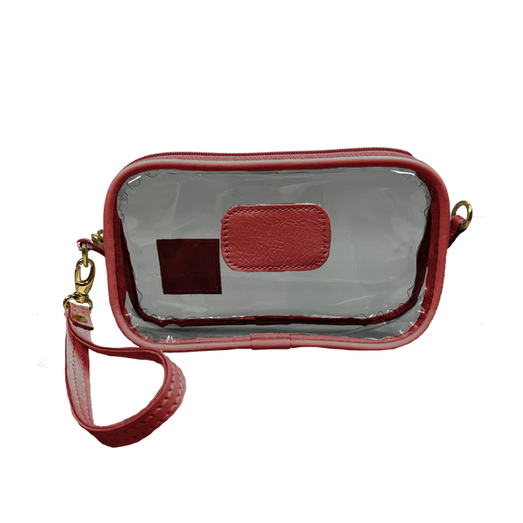 Clear Wristlet - Wine Leather