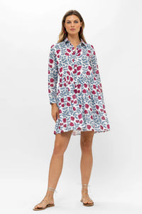 Harlan Red Long Sleeve Shirt Dress