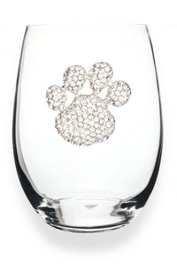 Paw Print Jeweled Stemless Glassware