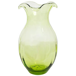 Hibiscus Glass Green Vertical Fluted Large Vase