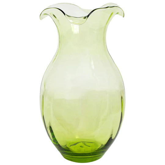 Hibiscus Glass Green Vertical Fluted Large Vase