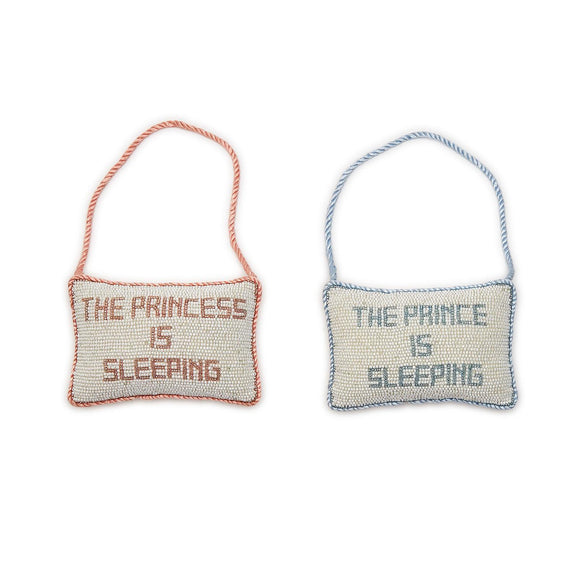 The Prince / Princess is Sleeping Hand-Beaded Pillow Door Hanger