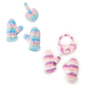 Pastel Ombre Super Soft Heart Earmuffs and Mitten Set