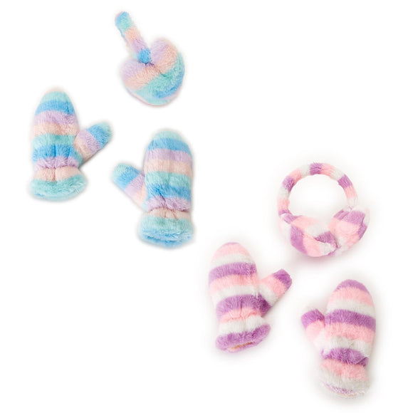 Pastel Ombre Super Soft Heart Earmuffs and Mitten Set