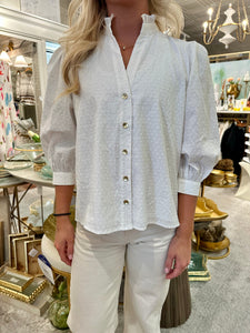 White/Gold Button Down Top