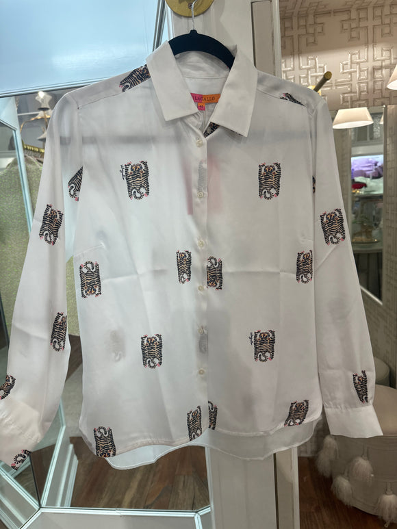 White Blouse with Tigers