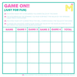 MAHJONG SCORECARD NOTEPAD WITH RULES: LIGHT BLUE/PINK