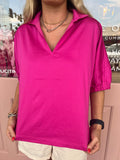 Poppy Top - Fuchsia Fedora Cotton Poplin