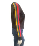 Charcoal Striped Sleeve Zip Up