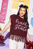 Licensed- Maroon 'Hail State' Fringe Sweater Vest