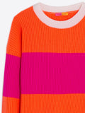 KNITWEAR PULLOVER COLOR BLOCK ORANGE & PINK