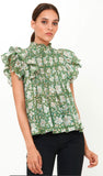 Pintuck Ruffle Top - Ivy Olive