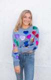 Dusty Blue Rainbow Foil Heart Sweatshirt