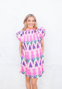 Pintuck Flirty Dress in Sumba Pink