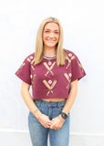 Maroon Scattered Baseball Bat Top