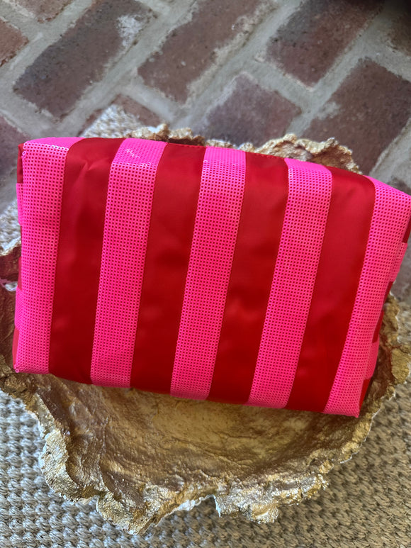 CARA LARGE STRIPE ZIP POUCH