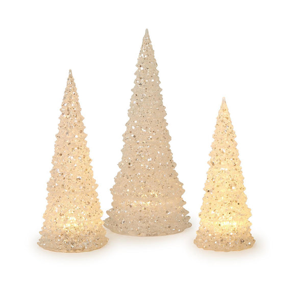 White Glittered LED Light-Up Tree