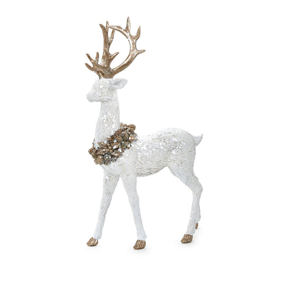 Stylized Deer with Glitter Finish and Gold Accents - Resin