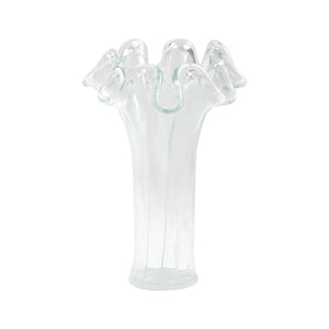 Onda Glass Clear w/ White Liines Short Vase