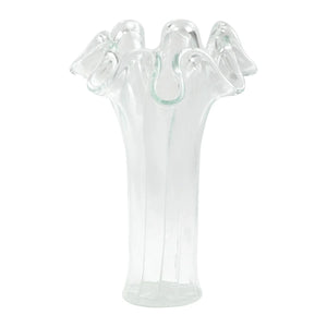 Onda Glass Clear w/ White Lines Tall Vase