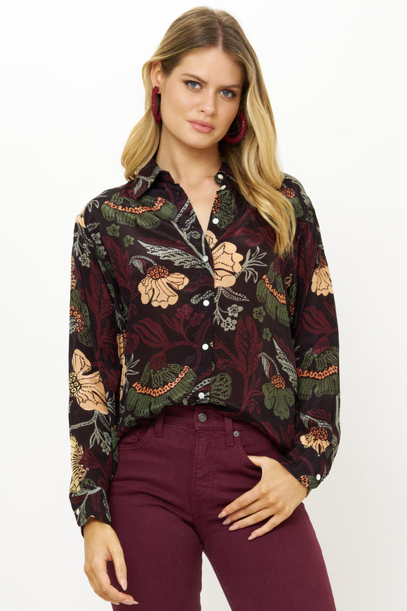 Turin Wine Button Down Blouse