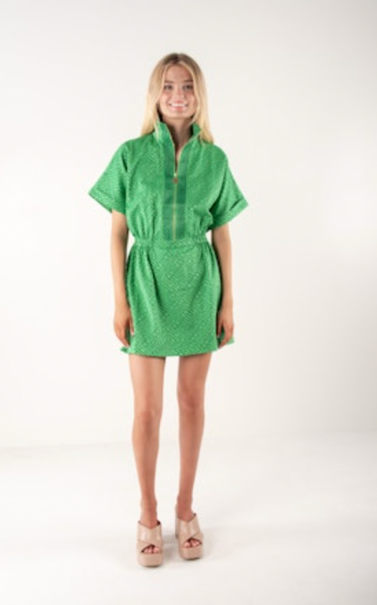 Pullover Dress- Fairway Green Monogram