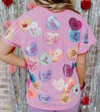 Magenta Sequin Candy Heart Tee