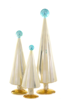 Pleated Tree Pearl Blue Set of 3