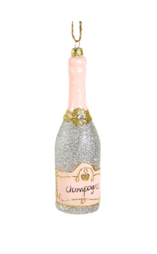 Glittered Champagne Silver Ornament