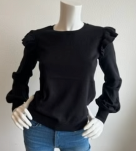 J Society Ruffle Sleeve Sweater Black