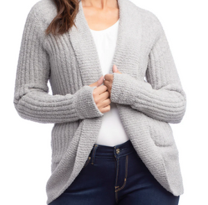 27" Solid Rib Marshmellow Cocoon Cardigan - Grey