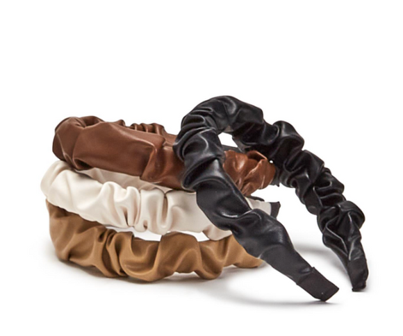 Soft Focus Ruched Vegan Leather Headband