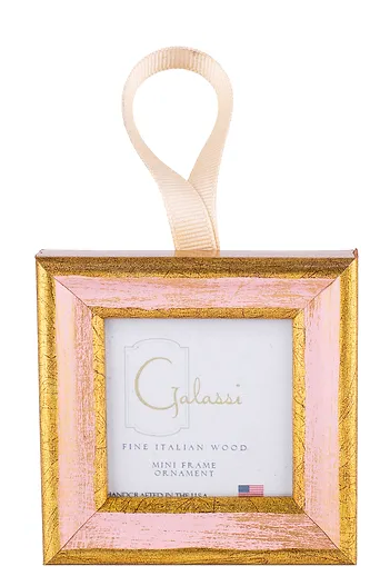 ORNAMENT - PINK/GOLD FLORENTINE W/ CREAM RIBBON