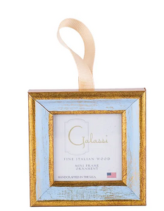 ORNAMENT - BLUE/GOLD FLORENTINE W/ CREAM RIBBON