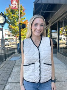 Sand Stitched Black Vest