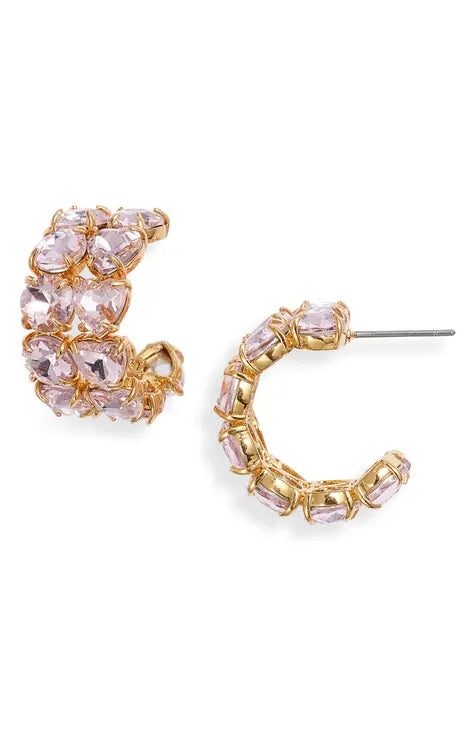 Oval Crystal Double Hoop Earrings