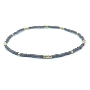 2mm Newport GRAPHITE + Gold Filled Waterproof Bracelet