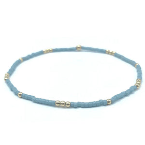 2mm Newport PALE TURQUOISE Blue + Gold Filled Waterproof Bracelet