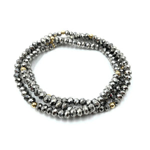 OG Shimmer Bracelet Stack in Metallic Gray + Gold Filled