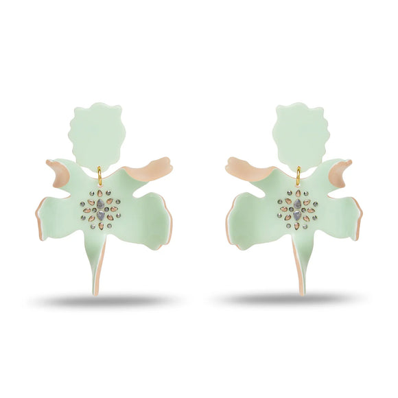 Kiwi Sparkle Paper Lily Earrings
