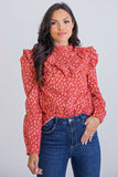 Leopard Poplin Ruffle Top