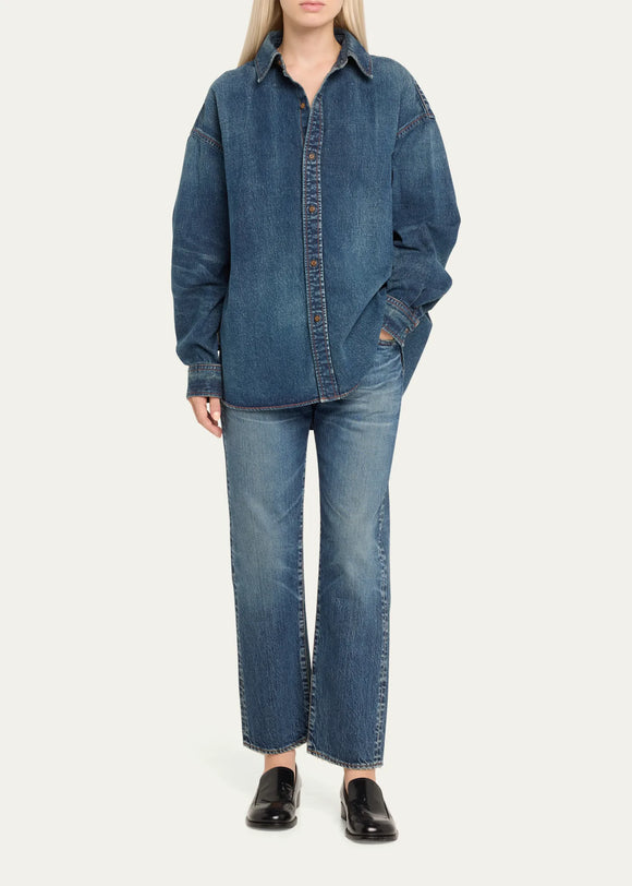 Moussy Dark Blue Denim Long Sleeve Shirt