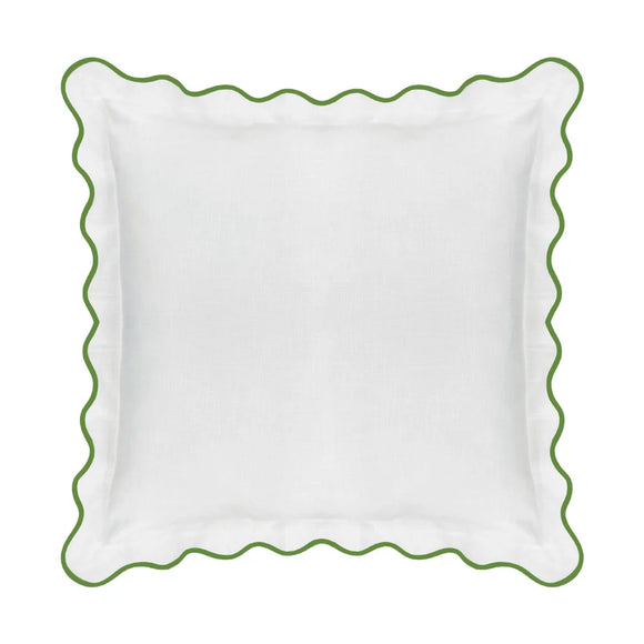 Scalloped Euro Sham, Green/White