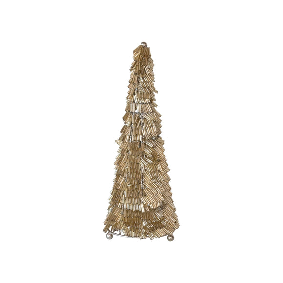 Wire & Glass Bead Christmas Tree, Gold & Nickel Finish