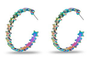 DISCO FEVER STAR HOOP EARRINGS