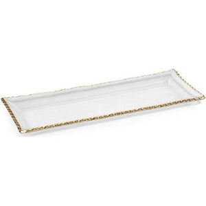 Textured Rectangular Tray w/ Jagged Gold Rim-19.75",